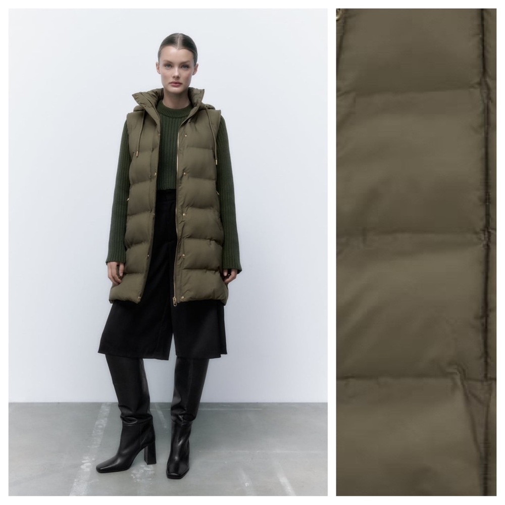 Zara Olive Green Puffer Vest